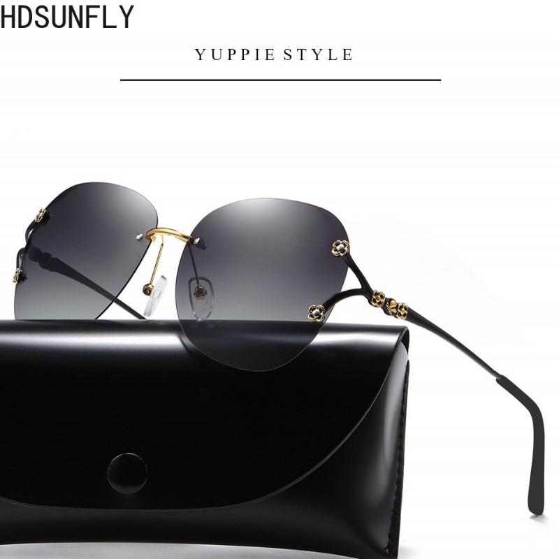 

Women 100% Polarized Sunglasses Women Rimless Gradient Lens Elegant Sun Glasses for Female 2020 Brand Designer Rays Goggle UV400