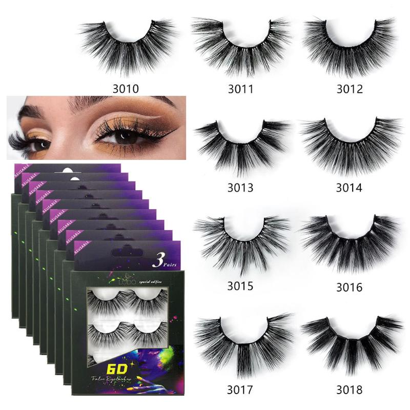 

Thick Hot Sale 3 Pairs/set 3D Crisscross Natural False Eyelashes Fashion False Eyelash Lashes Extension Supplies Big Eye Tools