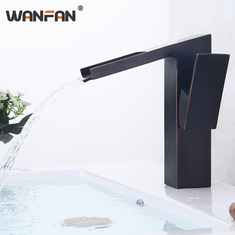 

Copper black faucet simple four-sided hot and cold water basin faucet under counter basin single hole washbasin S79-375