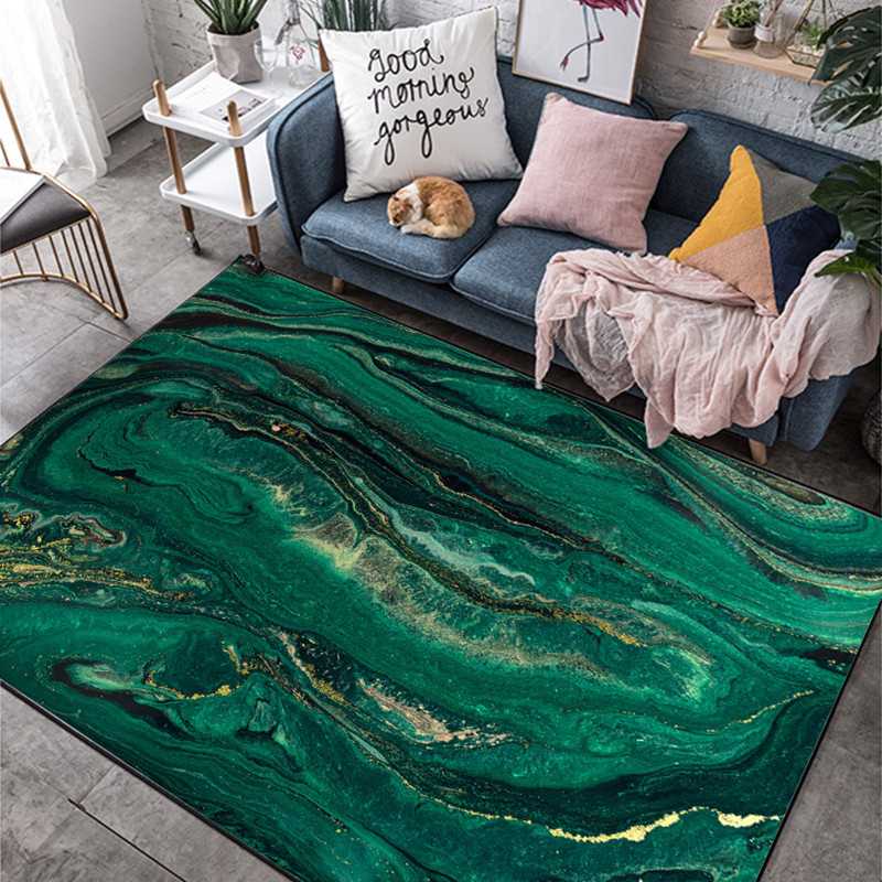 

Carpets Modern Vivid Green Abstract Pattern Printed Carpet European Style Soft For Living Room Anti-slip Rug Floor Mat Doormat, As pic