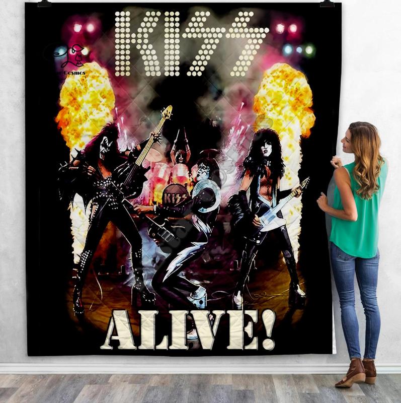 

KISS Rock&Roll All Nite Party 3D Quilt Blanket For Kids Adult Bedding Throw Soft Warm Thin Blanket With Cotton Quilt style-1, 19