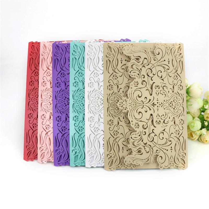 

10 PCS Hollow Carved Wedding Invitation Card Romantic Wedding Invitation Card Delicate Carved Flowers Small Floral Pattern Weddi