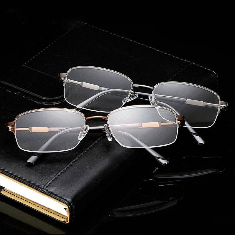 

Half Frame Reading Glasses Business Men Alloy Presbyopic Eyewear Male Eyeglasses Ultralight Hyperopia Spectacles Read Newspapers