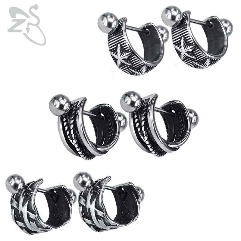 

Hoop & Huggie ZS 19 Style Stainless Steel Earrings For Men Women Punk Small Round Earring Vintage Hip Hop Jewelry Accessories Gifts