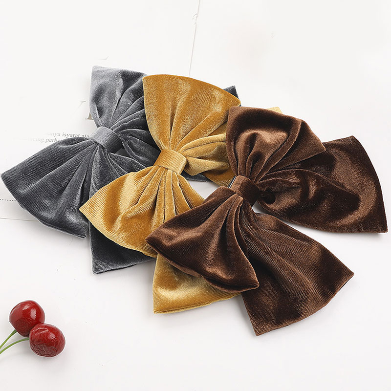 

Big Velvet Bow With Clip Vintage Double Layers Women gumki do wlosow Scrunchie Hair Elegant Bow Tie Hairpins Headwear