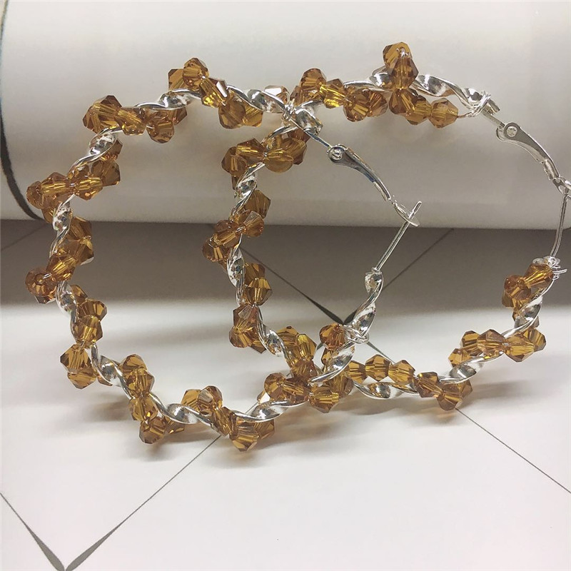 

Fashionable new crystal earrings women's Bohemian Big Circle Earrings suitable for women's party gifts