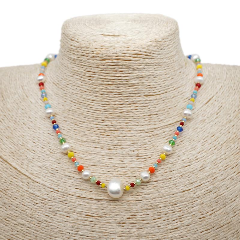 

Go2Boho Pearl Necklace Women Patchwork Choker Rainbow Collares Necklaces Jewelry Collares Jewellery Bijoux Femme Boho Gift