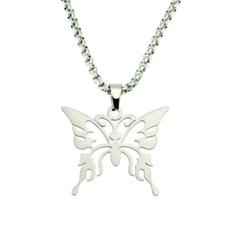 

Fashion Korean version of hollow titanium steel butterfly pendant accessories lovers hip hop hipster pendant necklace