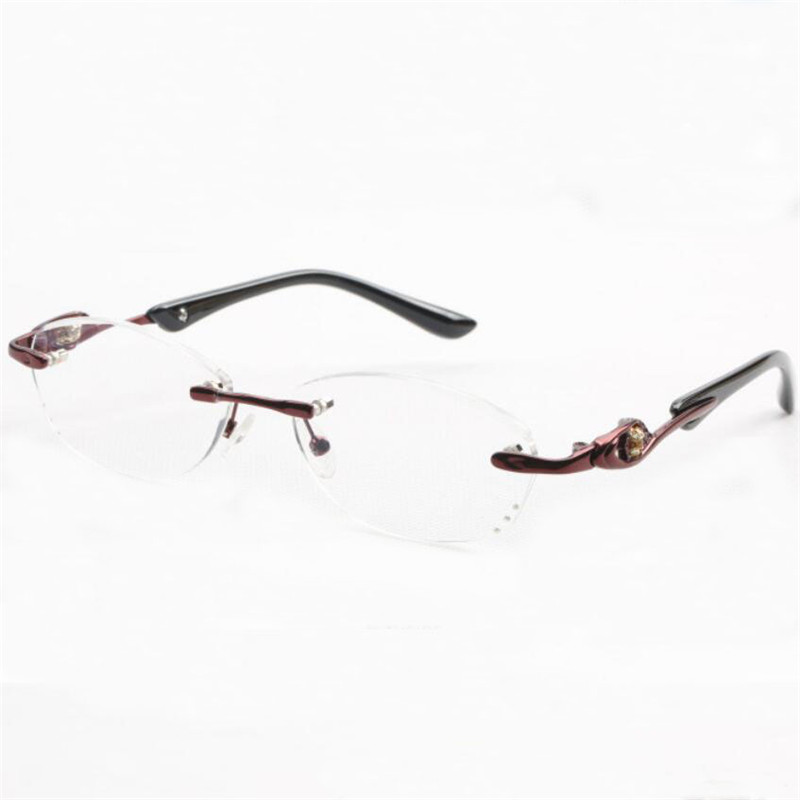 

Ultralight Frameless Diamond Trimming Women Reading Glasses Anti-radiation Resin Lens Alloy Frame Female Presbyopic 1.0-4.0 R149