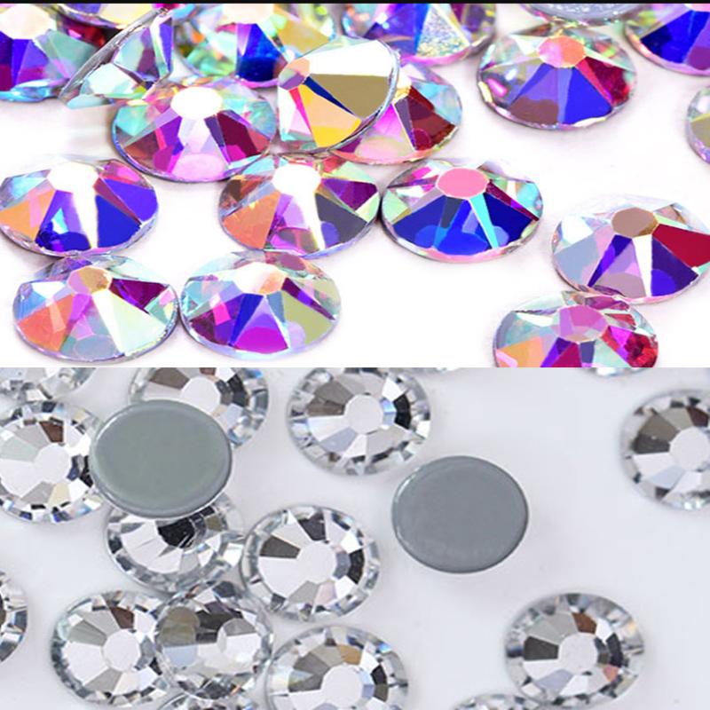 

High Quality Crystal AB Clear Super Bright Glass Strass Hotfix Iron On Rhinestones For Fabric garment/Nail Art