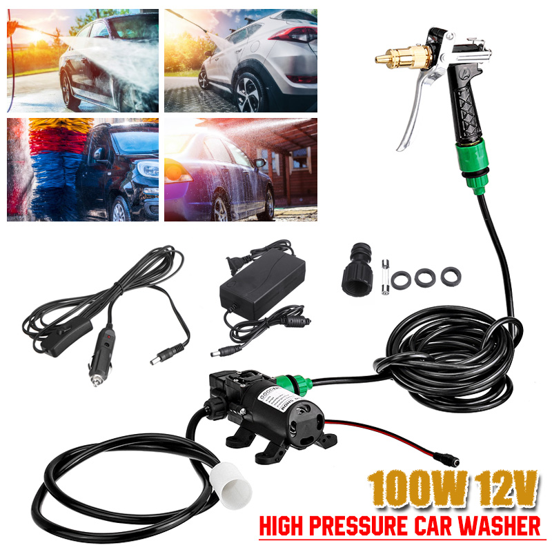 

Audew 12V 100W High Pressure Car Electric Washer Squirt Sprayer Self-priming Pump Clean Kit+Home use Power Adapter