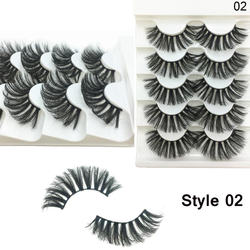 

5 Pairs 3D Faux Mink Hair False Eyelashes Fluffy Wispy Natural Long Lashes Handmade Eye Makeup Extension Tools