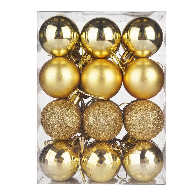 

24PCS 4cm Christmas Glitter Balls Hang on the Christmas tree Small home shiny decoration Many colors optional For Home