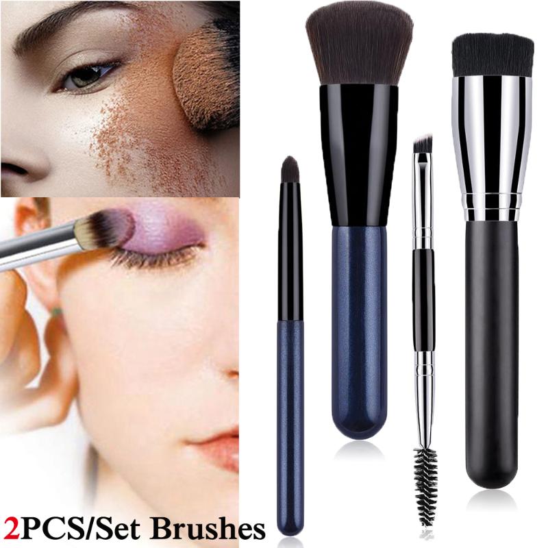 

2Pcs Nylon Brush Flat Foundation Brush Make-up Brushes Cosmetic Face Powder For Makeup Beauty Tool Loose Powder Blush