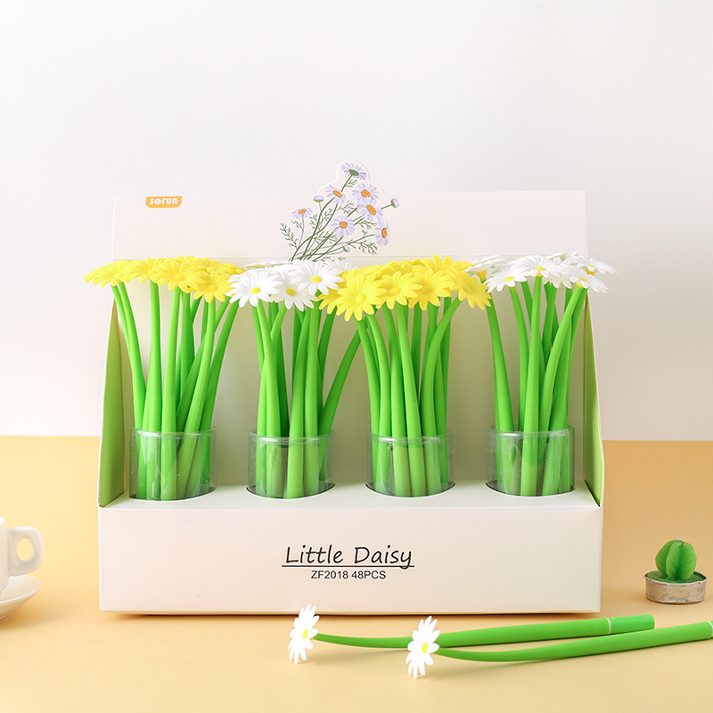 

1pcs wedding signature gel pen , gradually change color meet sunlight flower pen ,School office supplies little daisy, 0.5mm