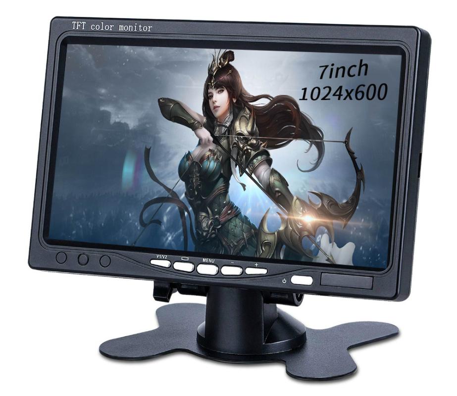 

Johnwill 7'' TFT LCD Reversing Camera monitor for Car Rearview Cameras DVD Serveillance Camera with 2 Video Input AV Inputs DC