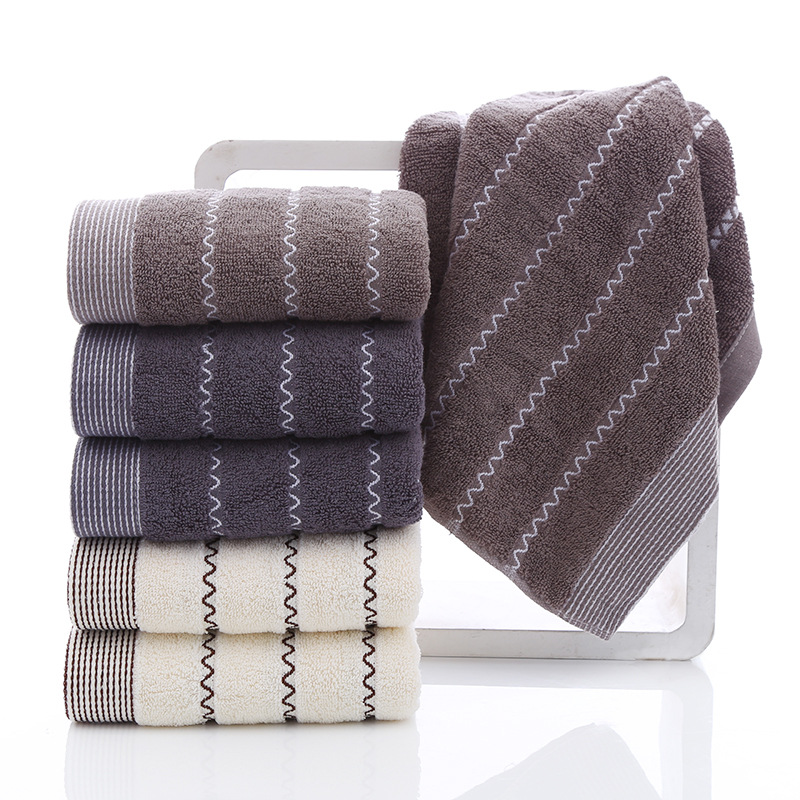 

Cotton Face towel 34*75cm Solid Wavy Stripes Hand Towel Soft Comfortable Absorbent Supermarket For Gift Advertising Adult Towels, Light yellow