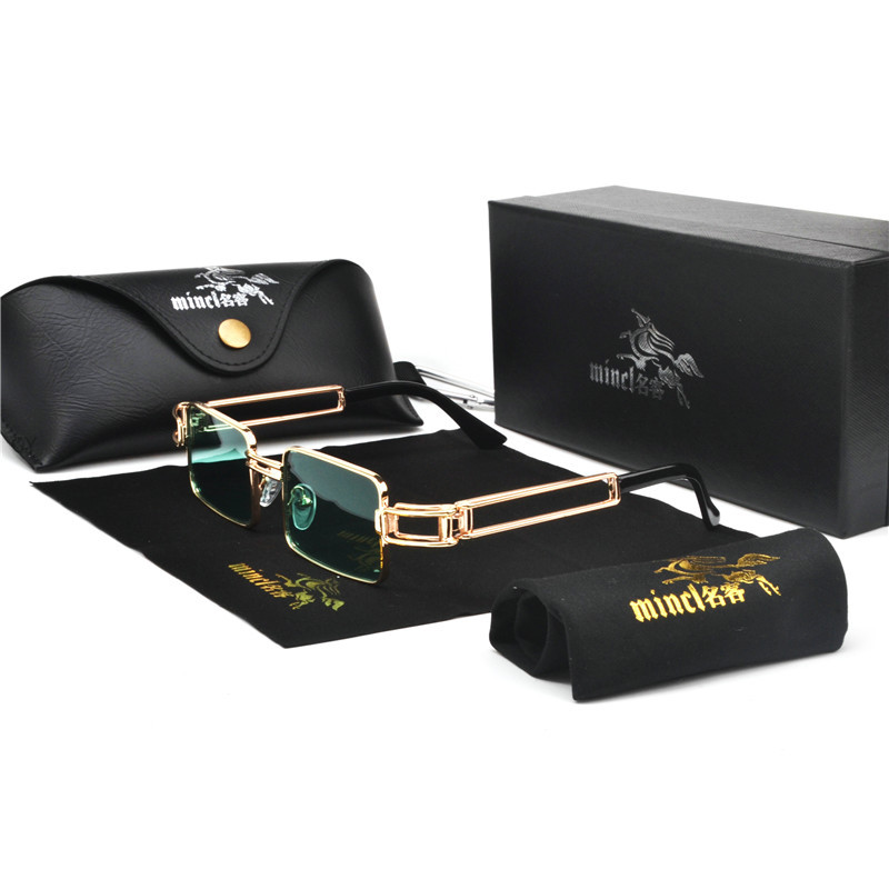 

Rectangle Sunglasses For Women Men 2020 Vintage Brand Narrow Sun Glasses Eyewear Square Metal Frame Clear Lens Red Shades FML