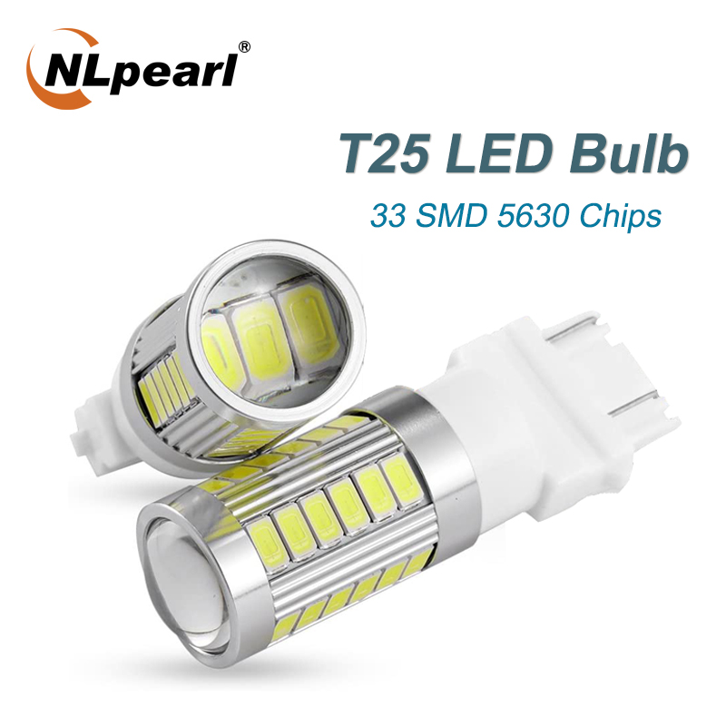 

NLpearl 2x Signal Lamp 3156 LED Canbus Bulb 12V 33-SMD T25 LED 3157 P27/7W Car Brake Tail Lights Reverse Light White Red Yellow, As pic
