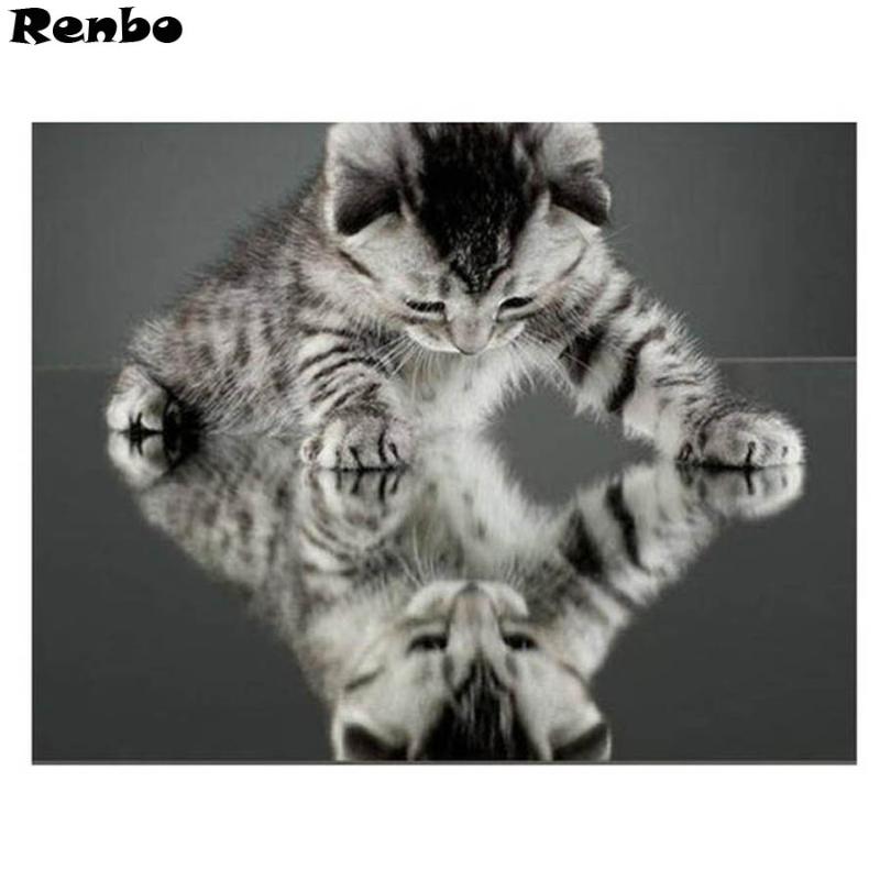 

kitten Painting Diamond round 5D Cross Stitch Kit Diy Diamond Mosaic Rhinestone Embroidery Mosaic Craft Home Decoration