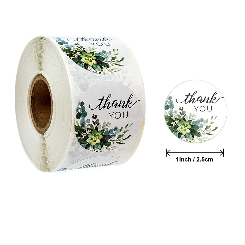 

500pcs/Roll Thank You Stickers Flower Print Gifts Packing Sticker Bouquet Cookies Candy Box Labels Decoration Wedding Stickers