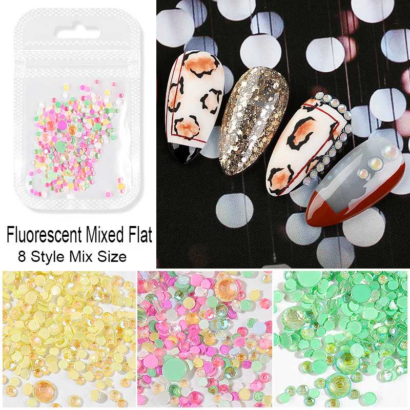 

1 Pack Fashion Fluorescent Crystal Luminous Non Hotfix Nail Neon Rhinestones 3D Nail Art Decoration Face Gem Accessories 2020