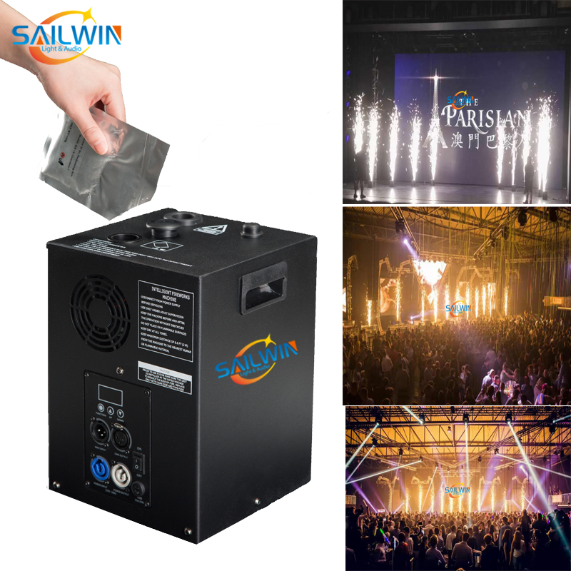 

Cheap 400W Stage Light Sailwin DMX Spark Cold Machine Fireworks Fountain Waterfall Sparkular For Wedding Club TI Metal Powder MSDS