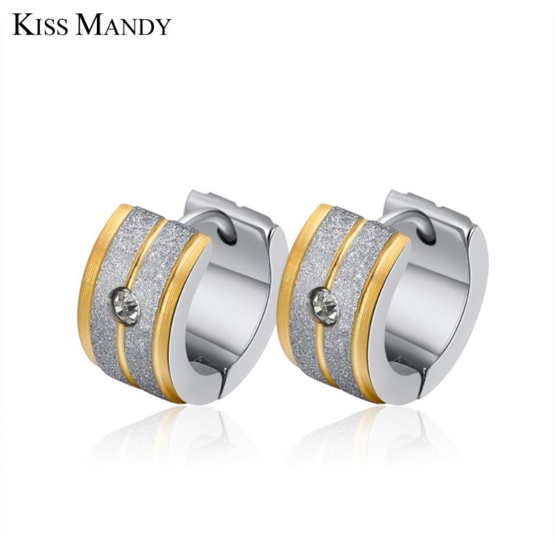 

kiss mandy silver plated stud earrings for women small zircon cartilage hypoallergenic tiny hinged earrings girls jewelry gte110, Golden;silver