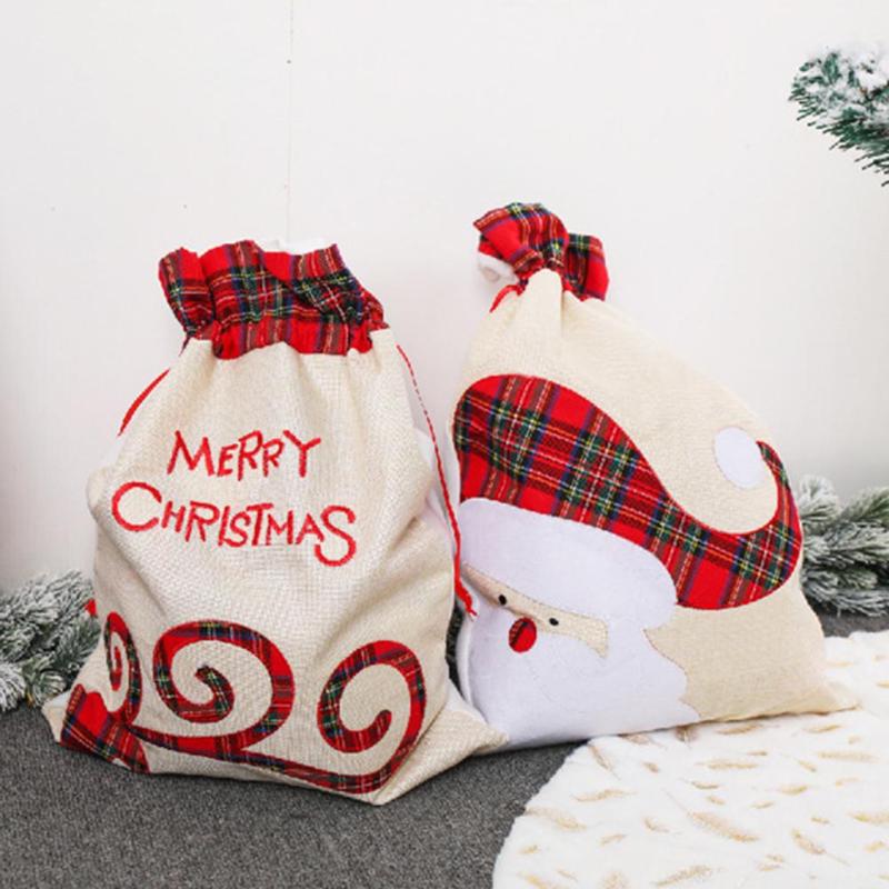 

Cute Drawstring Santa Claus Deer Pattern Child Candy Bag Container for Christmas