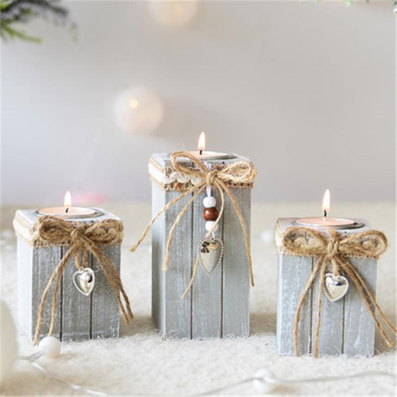 

Creative Lantern Candle Holder Home Table Decorative Wood Tealight Romantic Candleholder Christmas Candlestick Decoration L