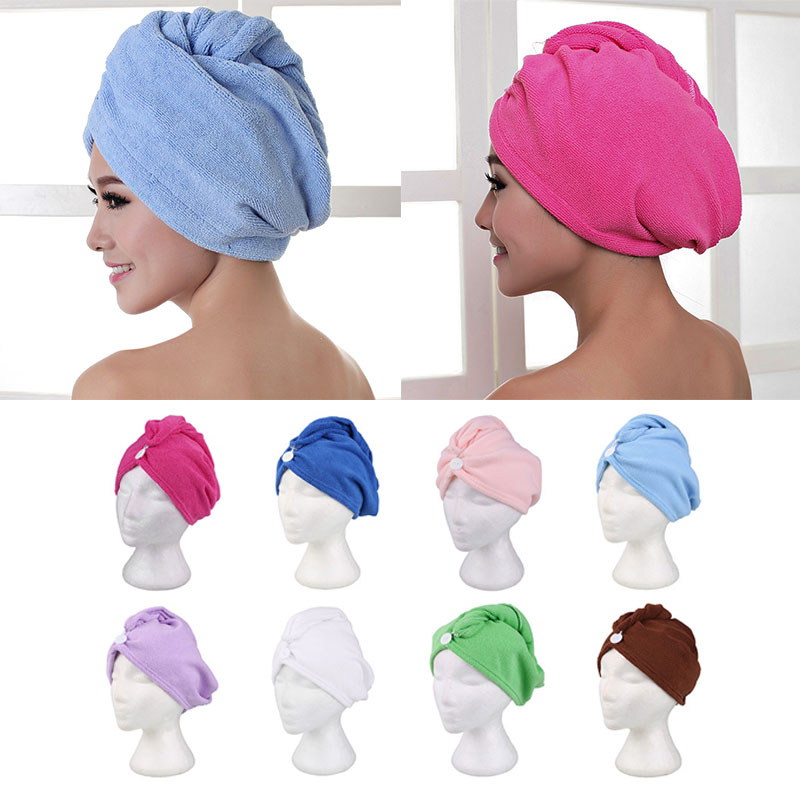 

Microfiber Towel Quick Dry Hair Magic Drying Turban Wrap Hat Caps Spa Bathing, Green