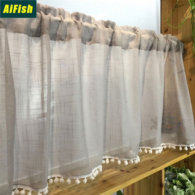 

Solid Tulle Linen White Curtains Modern Curtains for Living Room Grey Voile Window Sheer Kitchen Drape ZH016-3