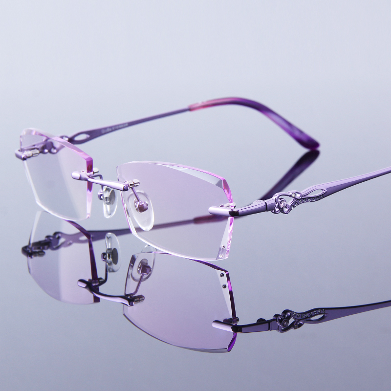 

Sunglasses Women Reading Glasses Rimless Frame Purple Female Hyperopia High Clear Lens Frameless Ladies For Elderly Presbyopic Eye