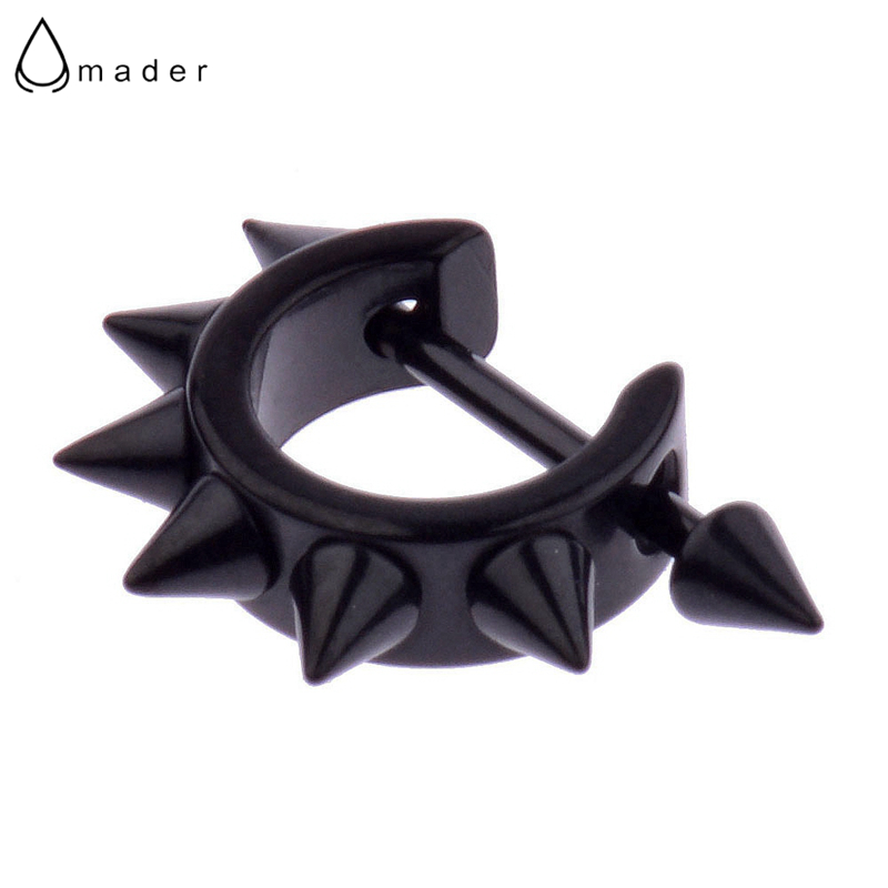 

Amader 1 Pcs Punk Mens Women Stainless Steel Hoop Novel Sharp Ear Black Stud Earrings Gothic Black Earrings