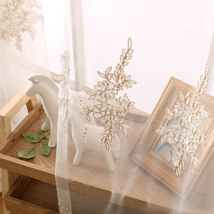 

European Style Curtains for Living Room and Bedroom Light Luxury Embroidered Thick Tulle Curtains Finished Product Customization