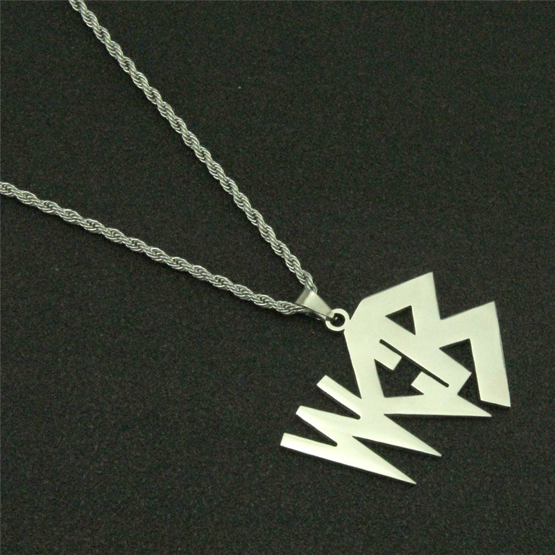 

Dazzling Star WCB Tag Pendant Necklace for Men Punk Stainless Steel Hip-Hop Necklace