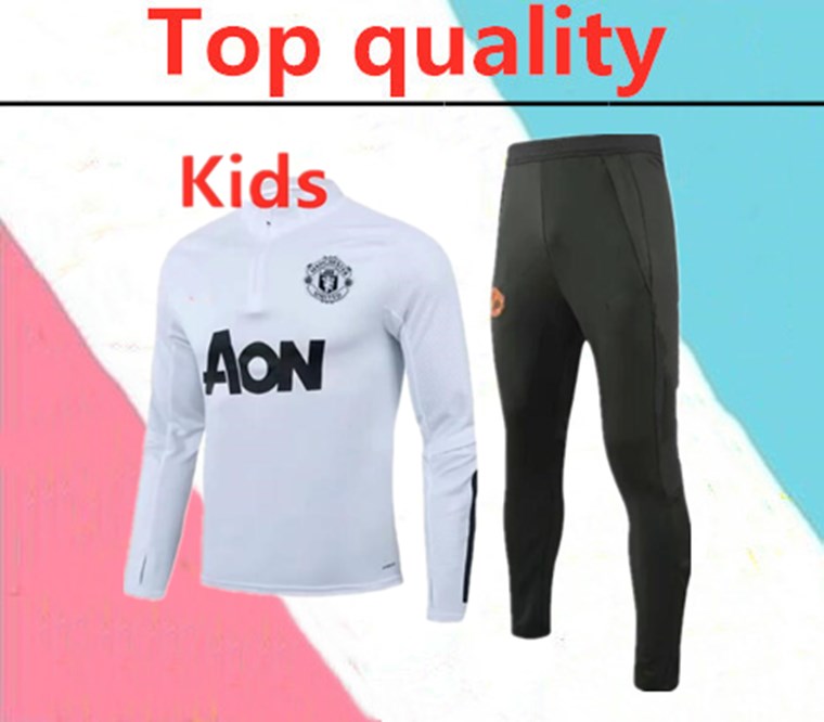

2020 2021 KIDS UNITED POGBA football tracksuit training suit 2020 2021 united LUKAKU kids Soccer training suit long pants tracksuit, Black