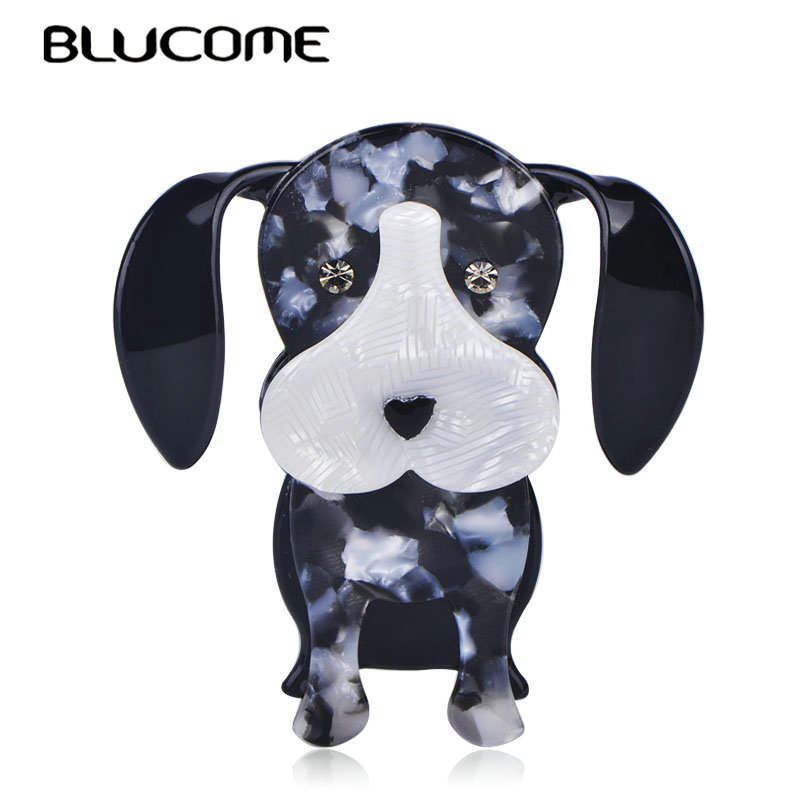 

Blucome Lovely Long Ears Spot Dog Shape Brooch Animal Pattern Acrylic Pin For Women Kids Corsage Pins Scarf Hat Crystal Jewelry