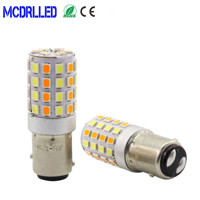

Mcdrlled 2PCS LED DRL 7443 1157 3157 Dual Color Turn Signal Lights White 6000K Yellow Daytime Running Bulbs 12V, As pic