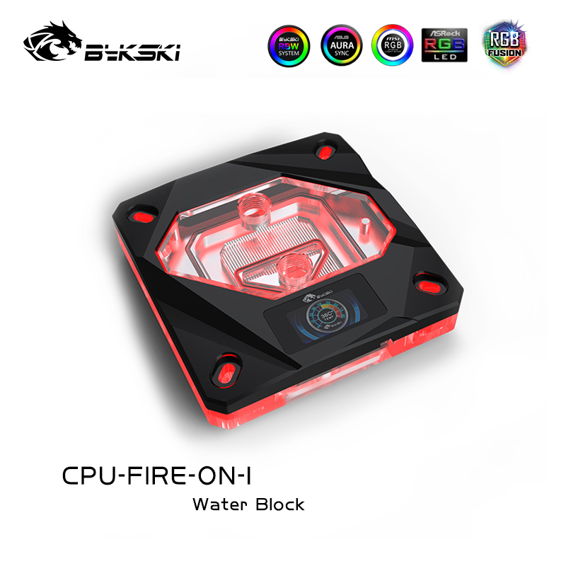 

BYKSKI CPU Water Block For 2011(X99) 2066 115X(1150 1151 1155 1156) INTEL Platform Black With LCD Temperature ,CPU-FIRE-ON-I