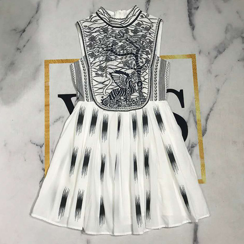 

Embroidery Casual Dresses Runway Floral Animal Embroidered Dresses For Women, As pic