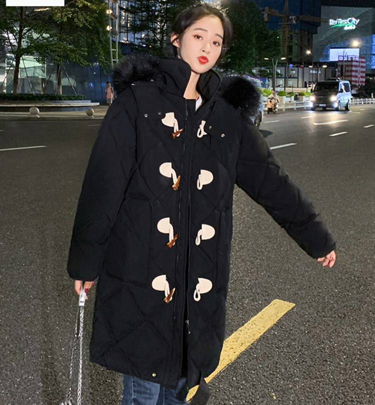 

2020 winter designer luxury women down jackets european american big fur collar loose hooded thickening fashion casual down jacket long coat, Black
