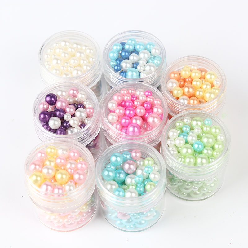 

1 Bottle Mixed-Size Cotton Pearl Stones Micro Round Beads for Nail Accessories Tips Manicure Nail Art Decorations Pearl 10ml