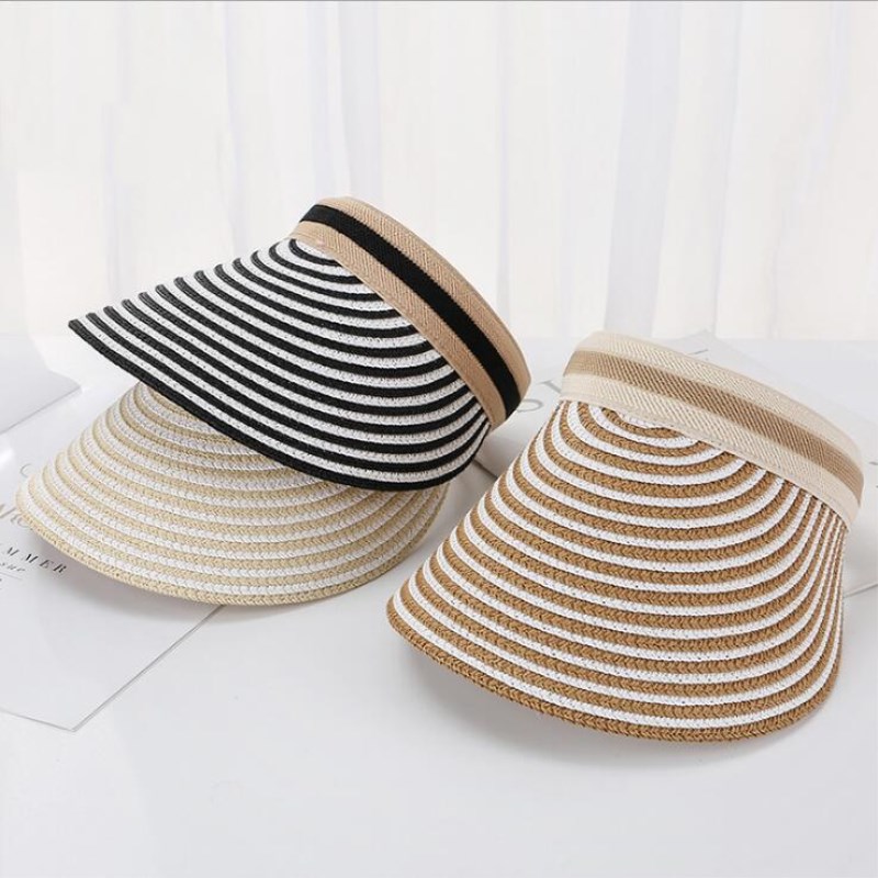 

Seioum Summer Hats For Women Wide Brim With Bow Sun Hat For Beach Outdoor Straw Hat Female Tennis Visor Chapeu Feminino Toca, Black