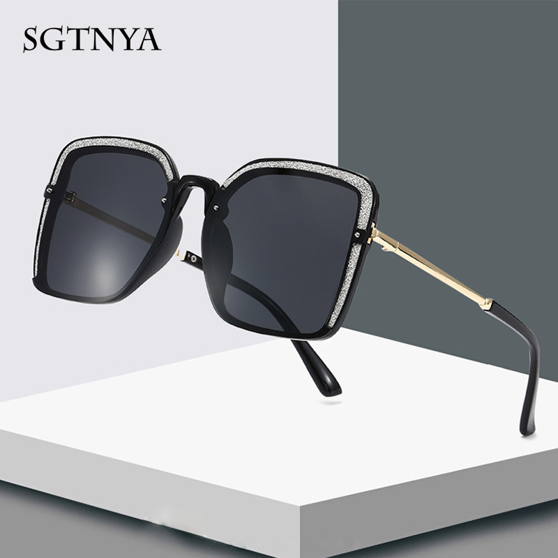 

SGTNYA new retro polarized sunglasses actress with the same glasses ladies fashion square anti-UV high-end sunglasses UV400