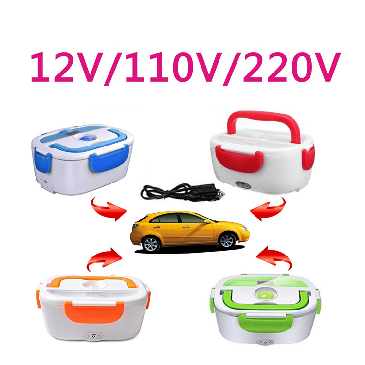 

12V 110V/220V Portable Electric Heating Stainless Steel Lunch Box Home Car Dual Use Rice Box Warmer Dinnerware Set