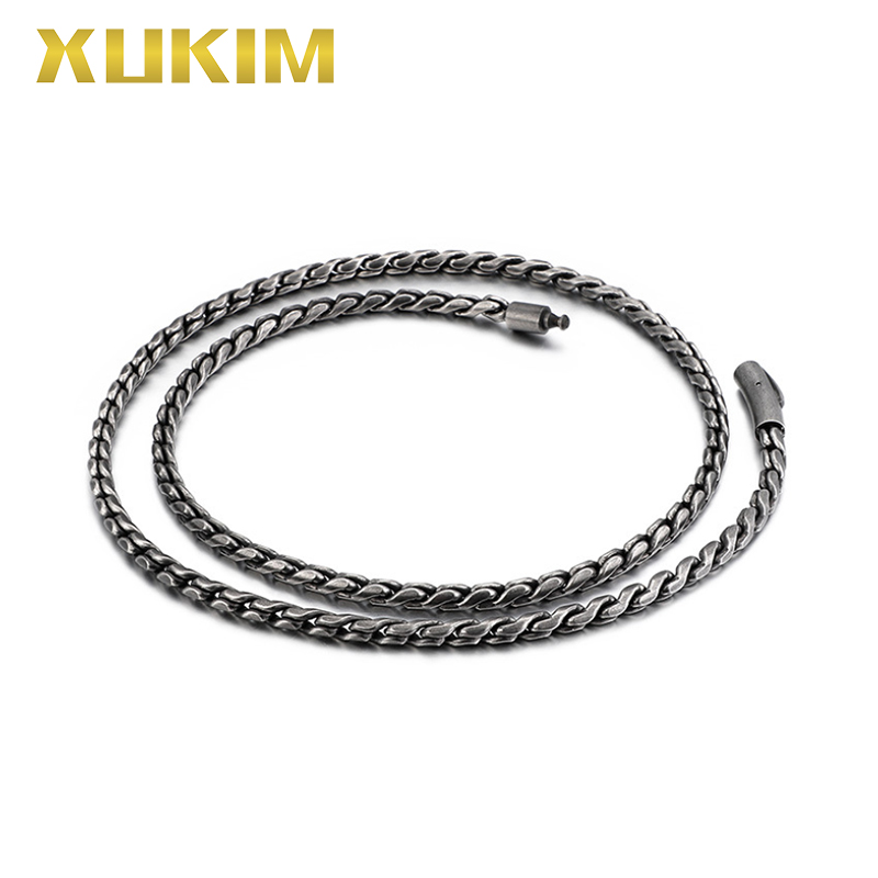 

XCN205 Xukim Jewelry stainless steel gun black color Link Chain necklace men fasion women chain 2020 new hot gift