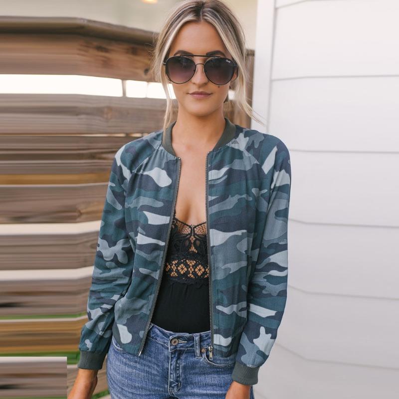 

2020 New Camouflage Spring Women' Jackets Plus Size -xl Short Female Coat Zipper Chaqueta Long Sleeve Women Bomber Jacket#15