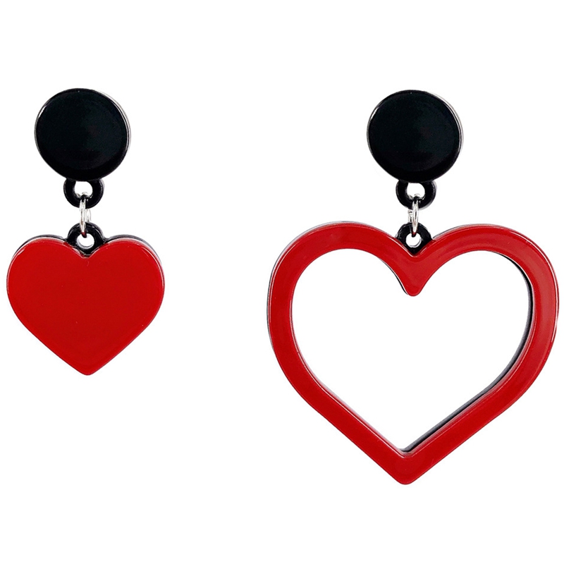 

Acrylic Fashion Heart Shaped Lady Sweet Asymmetric Red Earrings