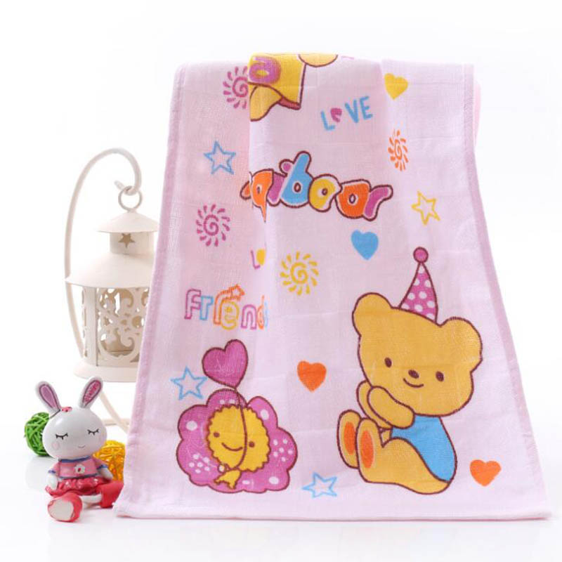 

Cotton Cute Cartoon Flower-Printed Baby Face Towel Embroidery Newborn Towels, Pink